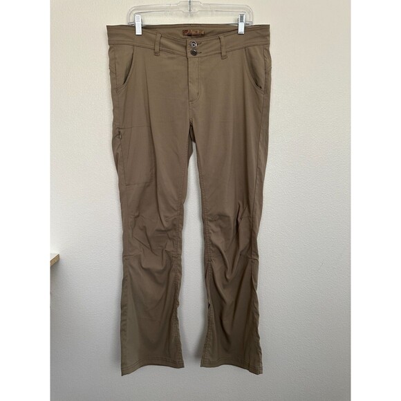 Prana Halle Pant Straight Leg Cargo Convertible Capri Beige Hiking Women Size 12 - Picture 2 of 11